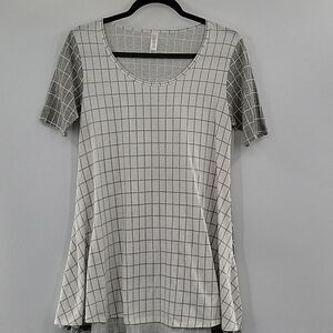 lulaRoe Gray &White plaid shirt size XXS